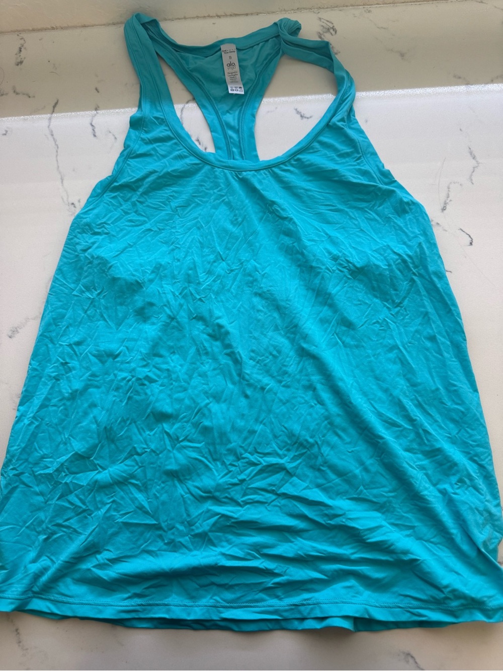ALO Yoga Women's Racerback Tank Top in Teal Blue